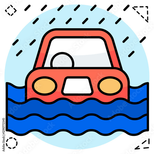Heavy rainfall icon in flat design isolated on white background
