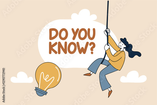 Did you know, fun fact, idea or advice message, useful knowledge or wisdom, expert information, explanation or solution, useful tips concept, woman talk on megaphone on did you know speech bubble.