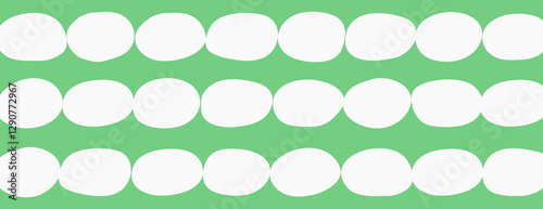 Green background with white oval patterns. The background is simple and green, featuring a smooth, repetitive texture. Cute pattern background vector. Green background.