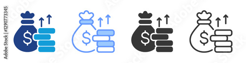 Income icon set multiple style collection