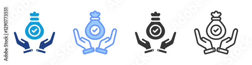 Net Worth icon set multiple style collection