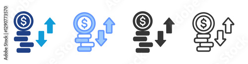 Cash Flow icon set multiple style collection