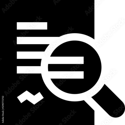 Investigation icon featuring a magnifying glass over a document, symbolizing research, analysis, and detective work. Ideal for law, security, and forensic themes

