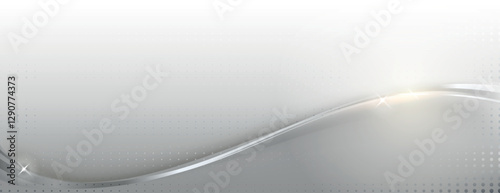 A sleek, modern background with a gradient silver background, featuring a smooth wave and subtle dotted texture in silver. Wave background vector. Silver background.