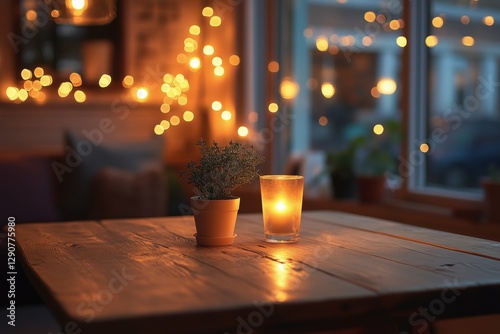 Cozy Illuminated Setting Featuring Hanging Light Bulbs in a Warm Indoor Space...