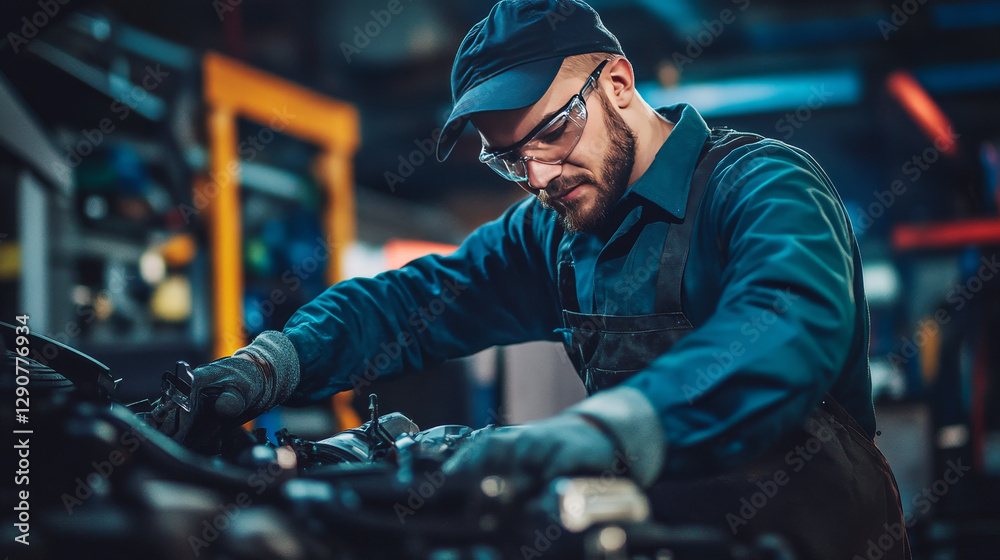 custom made wallpaper toronto digitalCar repair station round pattern mechanic man vehicle auto garage service vector illustration. Transportation technician mechanical inspection engine shop.