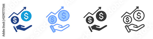 Profit icon set multiple style collection