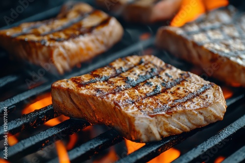Grilled Tuna Steak. Delicious Seafood Dish with Fresh Tuna, Grilled to Perfection