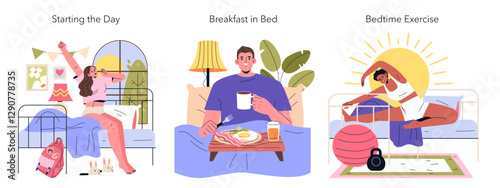 Bed Rotting. Flat Vector Illustration