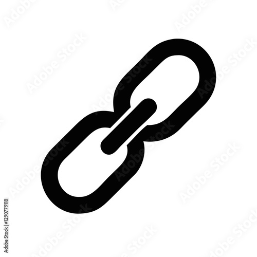 Bold black link icon representing strength and connection on a transparent background