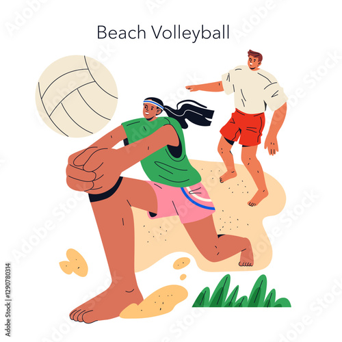 Beach Vacation. Flat Vector Illustration