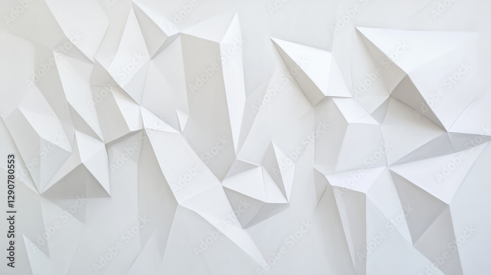 3D geometric shapes on white wall, abstract low-poly design, modern art background, clean minimalist decor for creative projects and digital presentations. 3D geometric shapes on white wall, abstract low-poly design, modern art background, clean minimalist decor for creative projects and digital presentations.