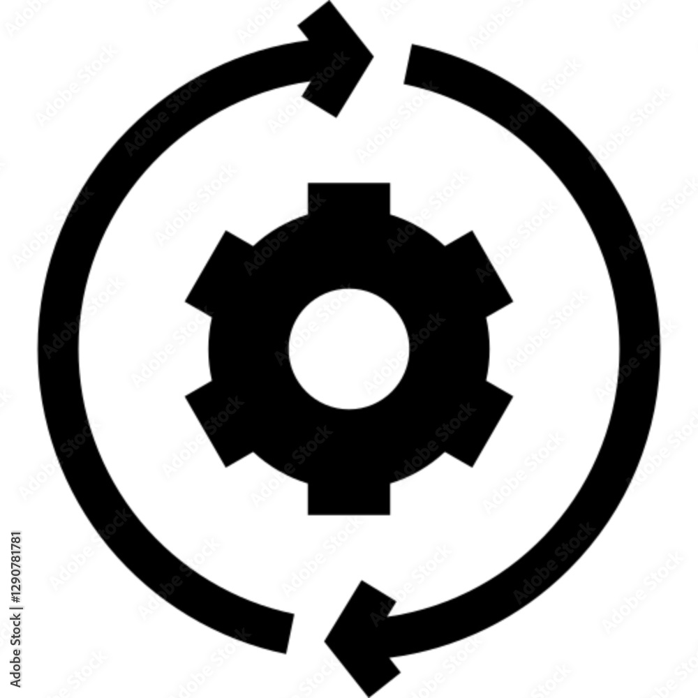 Minimalist processing glyph icon in a monochrome vector style. This simple design symbolizes data processing, automation, workflow execution, and computing operations, making it ideal for technology, Minimalist processing glyph icon in a monochrome vector style. This simple design symbolizes data processing, automation, workflow execution, and computing operations, making it ideal for technology,