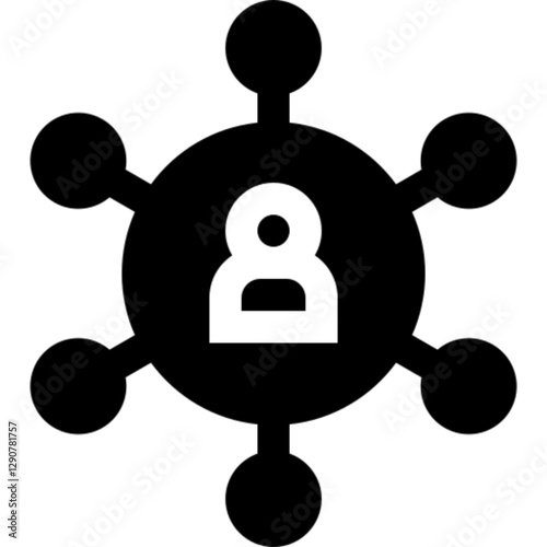 Minimalist networking glyph icon in a monochrome vector style. This simple design symbolizes digital connectivity, communication, data exchange, and IT infrastructure, making it ideal for technology, 