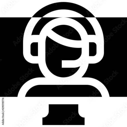 Minimalist online support glyph icon in a monochrome vector style. This simple design symbolizes customer service, technical assistance, live chat, and IT help, making it ideal for business, technolog