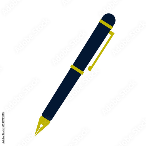 黒と金の万年筆のベクターアイコンイラスト black and gold fountain pen