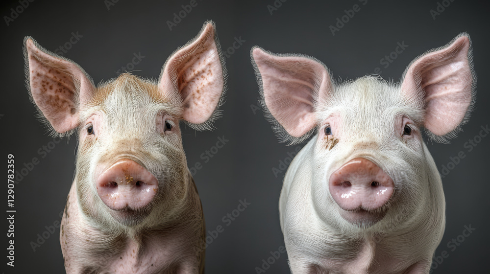 Cute pigs with expressive faces, showcasing their unique features and personalities. These farm animals are often loved for their playful nature and intelligence Cute pigs with expressive faces, showcasing their unique features and personalities. These farm animals are often loved for their playful nature and intelligence