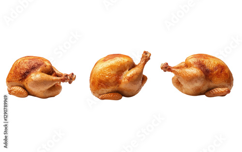 A collection of high-resolution, ultra-realistic vector images of whole roasted chickens