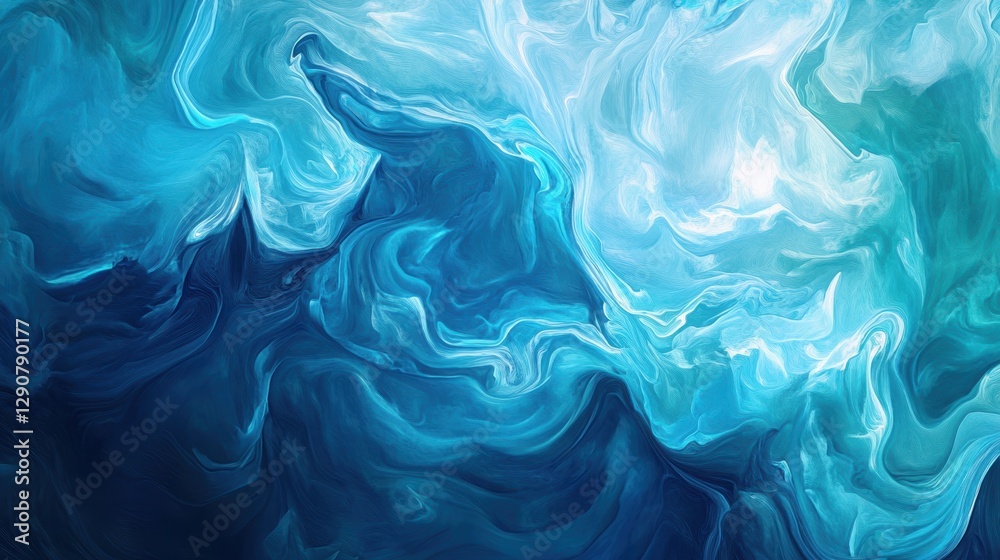 Obraz premium Blue abstract swirl pattern, fluid art background, creative design for wallpaper, textured digital artwork, ocean wave inspiration, calming hues.