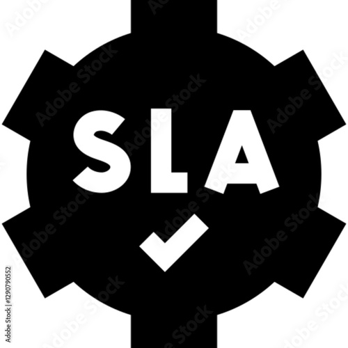 Minimalist service level agreement (SLA) glyph icon in a monochrome vector style. This simple design symbolizes contractual commitments, business agreements, performance guarantees, and service qualit