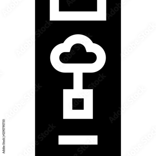 Minimalist mobile cloud glyph icon in a monochrome vector style. This simple design symbolizes cloud computing, mobile data storage, online synchronization, and digital connectivity, making it ideal f