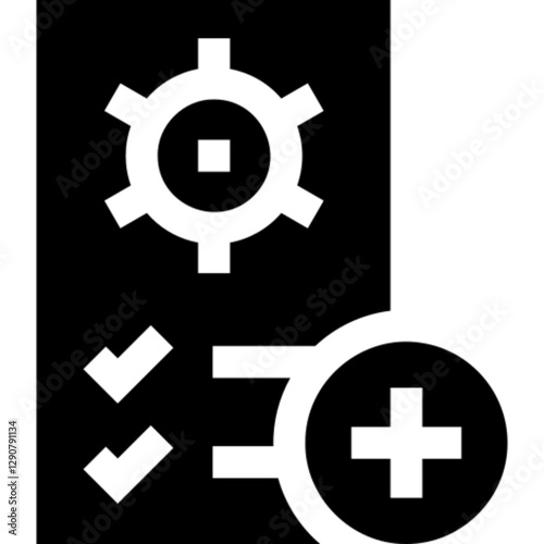 Minimalist add-task glyph icon in a monochrome vector style. This simple design symbolizes productivity, task management, to-do lists, and organization, making it ideal for project management, workflo