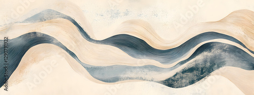 Wallpaper Mural A close-up of the top part of an illustration in beige and light blue tones with flowing lines
 Torontodigital.ca