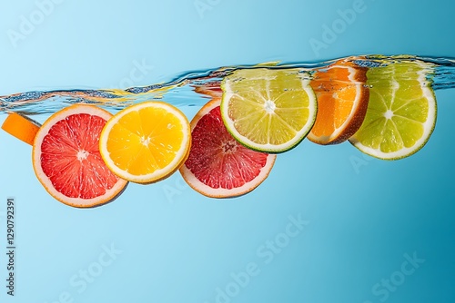 Vibrant Citrus Slices in Water