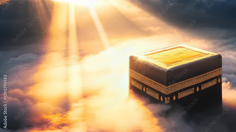 Majestic Kaaba Floating Among the Clouds: A Divine and Spiritual Perspective