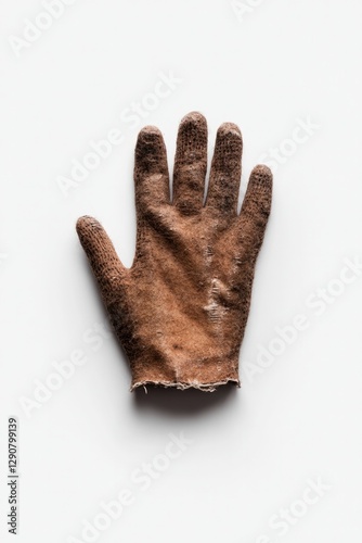 Brown leather glove with worn texture, showcasing unique craftsm