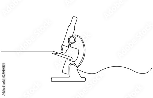 Microscope lab simple outline illustration. Continuous line drawing of Microscope labs, Continuous one line drawing of Microscope Single line art illustration of laboratory equipment.