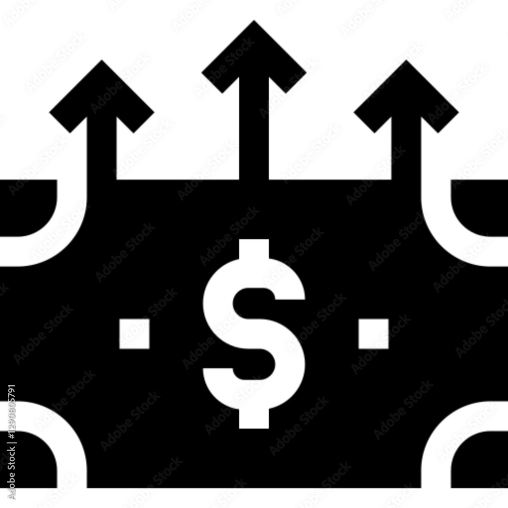 Minimalist profit glyph icon in a monochrome vector style. This simple design symbolizes financial success, business growth, revenue increase, and economic gain, making it ideal for fintech, banking, Minimalist profit glyph icon in a monochrome vector style. This simple design symbolizes financial success, business growth, revenue increase, and economic gain, making it ideal for fintech, banking,
