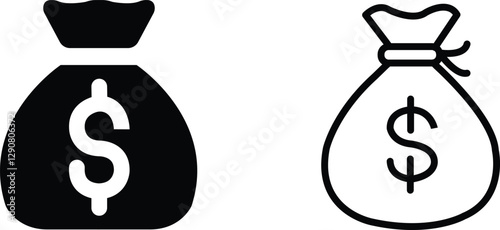 Money Bag Icon Financial Wealth and Savings Symbol
