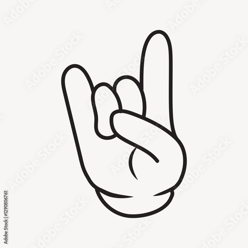 Cartoon rock hand, gesture line art illustration vector