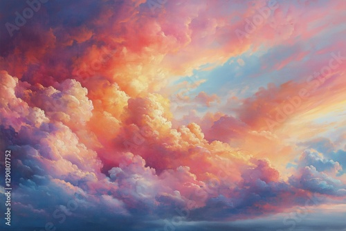 Dramatic Sunset Clouds Illuminate the Sky With Vibrant Colors Over a Tranquil...