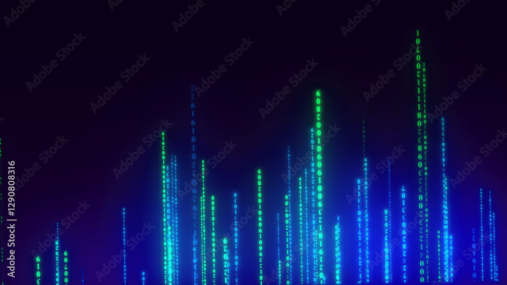 Fototapeta premium Cyberspace background with a set of numbers of different sizes. Big data visualization. Hacker concep