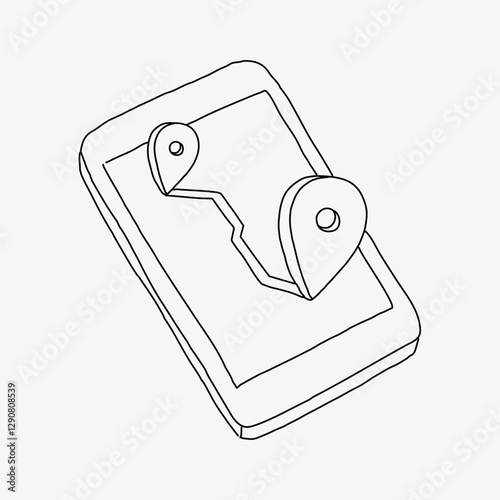GPS application line art vector