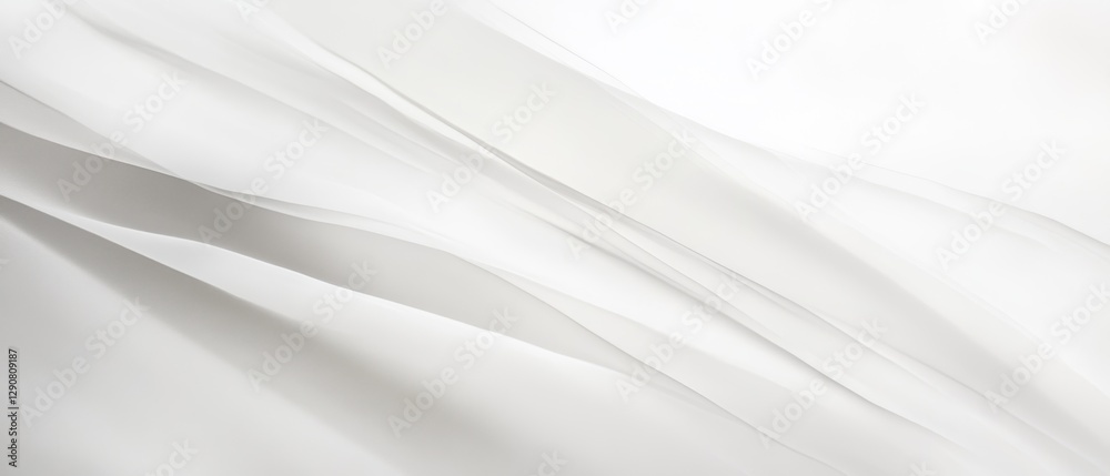 Fototapeta premium Translucent white fabric texture, flowing drapery background, soft smooth silky material, elegant silk overlay for design, light textile surface for photography.