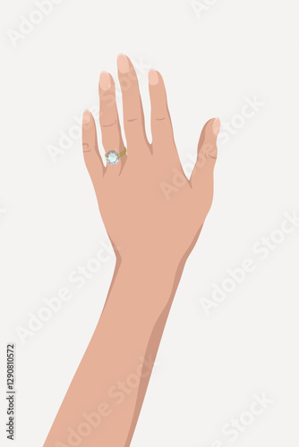 Engaged woman hand illustration vector