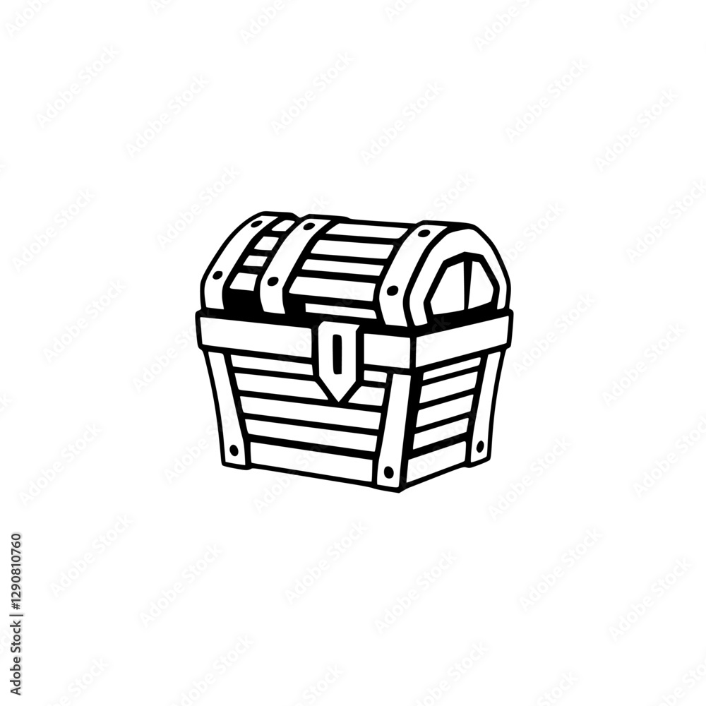 Classic Wooden Treasure Chest Illustration on White Backdrop Classic Wooden Treasure Chest Illustration on White Backdrop