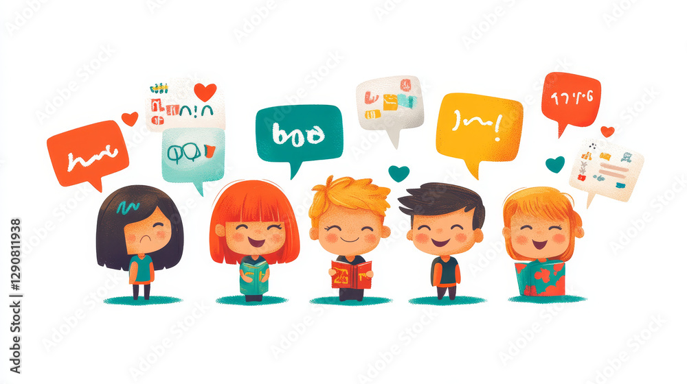 Foreign language learning course concept, online translation service, tiny people vector illustration. Cartoon characters saying hello, greeting in different languages. Dictionary and phrasebook app Foreign language learning course concept, online translation service, tiny people vector illustration. Cartoon characters saying hello, greeting in different languages. Dictionary and phrasebook app