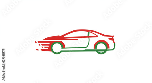 Auto Repair logo, car, 2d, green and White