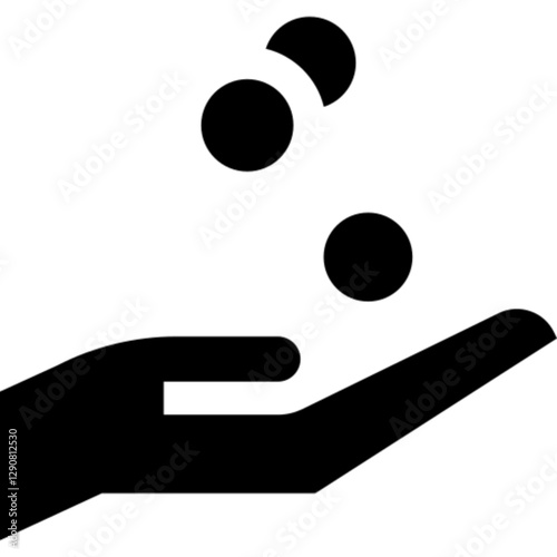 Minimalist charity glyph icon in a monochrome vector style. This simple design symbolizes generosity, donations, humanitarian aid, and kindness, making it ideal for non-profits, fundraising, and UI/UX