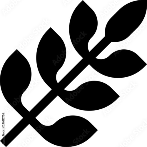 Minimalist leaf glyph icon in a sleek, monochrome design. This vector symbol represents nature, ecology, sustainability, and organic living, making it perfect for eco-friendly branding, apps, and UI/U