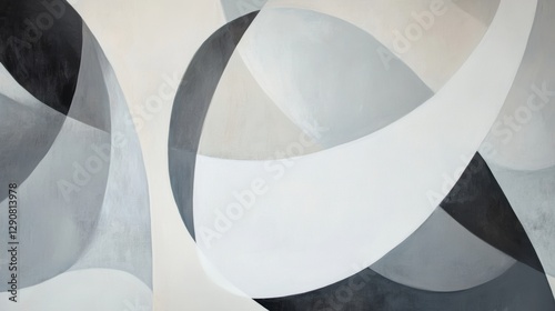 Abstract geometric background design in shades of gray and white, modern art composition, minimalistic texture, stylish wallpaper for contemporary interiors.