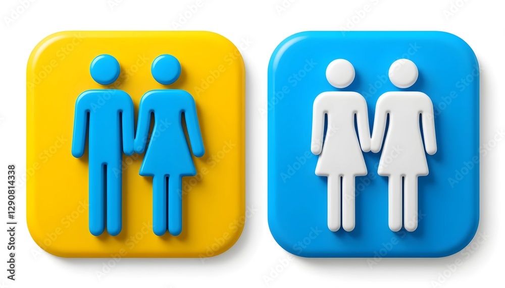 Male and Female Restroom Signs on a Distressed Surface Male and Female Restroom Signs on a Distressed Surface