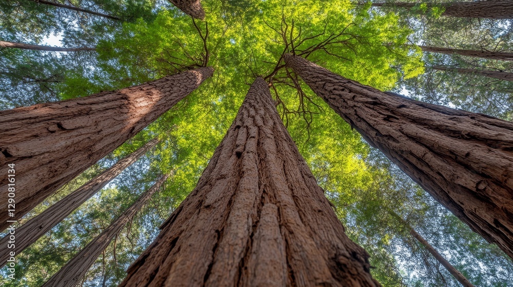 Giants of the Forest Majestic Redwood Trees Tower Above, Creating a Breathtaking View from Below. Giants of the Forest Majestic Redwood Trees Tower Above, Creating a Breathtaking View from Below.