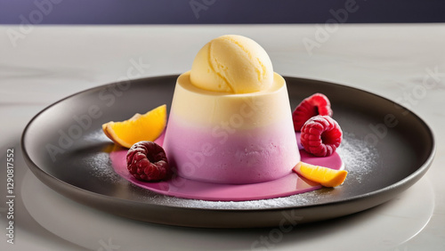 Fruity Sorbet Ice Cream with Raspberry and Citrus Flavors – A Vibrant 4K Dessert Photography Capturing the Freshness of Frozen Fruit Delight