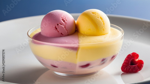 Fruity Sorbet Ice Cream with Raspberry and Citrus Flavors – A Vibrant 4K Dessert Photography Capturing the Freshness of Frozen Fruit Delight