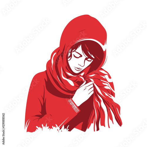 Woman got Fever and Cold Flu vector silhouette